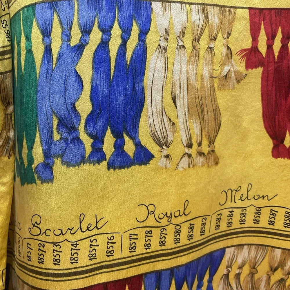 Carlisle Vtg Sz 14 Vibrant Color 100% Silk Long Sleeve Art To Wear Blouse EUC